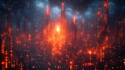 Obraz premium Futuristic AI-Powered Cityscape at Night