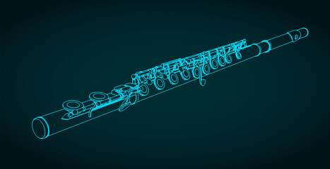 Concert flute illustration © blacklight_trace