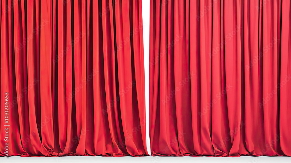 Poster set of elegant red curtains isolated on a white background generative ai