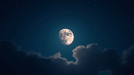 Obraz premium moon in the night with stars and cloud, moon view at the night, beautiful moon with stars