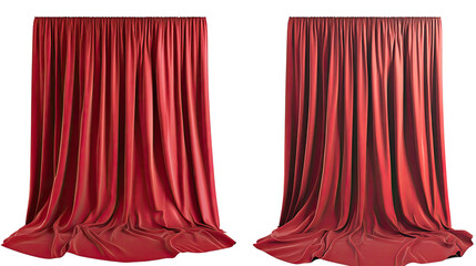 Elegant Red Curtains for Theater Stages Set Against a White Backdrop Generative AI