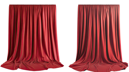 Elegant Red Curtains for Theater Stages Set Against a White Backdrop Generative AI