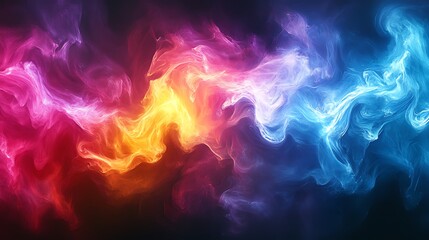 Fototapeta premium Abstract background with vibrant, flowing, smoke-like, colorful, dynamic, and contrasting textures.