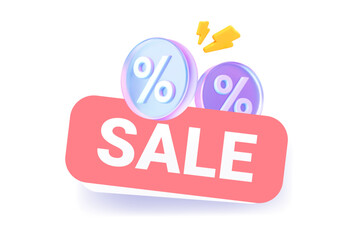 Sale banner with a percent sign. Vector concept for profitable discounts. Online e-commerce.
