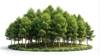 Isolated small forest on white background with clipping path and Depth of Field