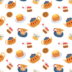 warm autumn days with spring charm, hand-drawn watercolor painting pattern seamless design