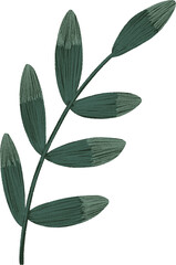 Deep Green Leaf, hand-drawn digital painting illustration