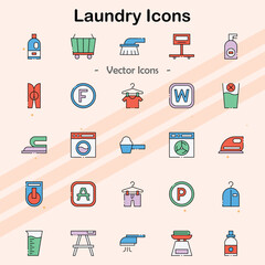 Icons representing laundry services and washing activities.