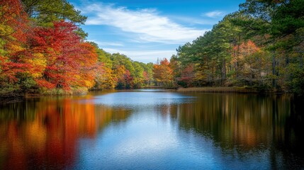 Tranquil Autumn Reflection in a Colorful Landscape