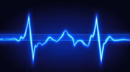 Dynamic blue 3D heart pulse trace illustrating cardiography in emergency medicine, perfect for health-related projects and hospital presentations, showcasing vital signs, advanced medical technology