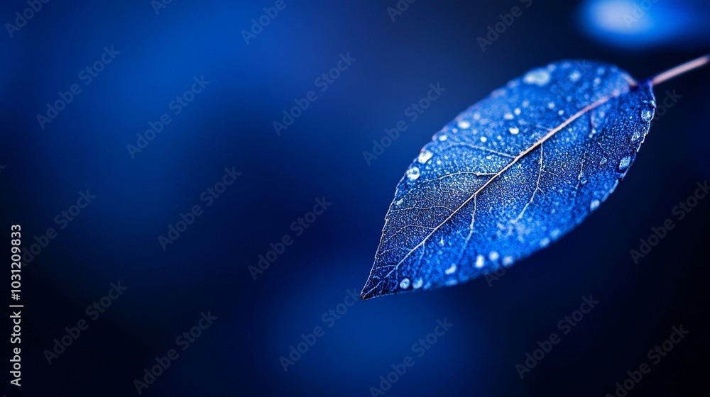 Poster close-up macro view of blue leaves revealing intricate textures, unique vein patterns. this backgrou