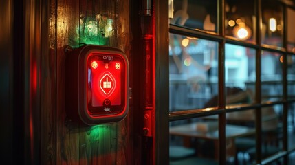 AED Mounted Inside Glass Wall Cabinet