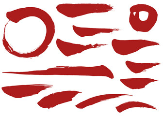 筆書きの和風素材のセット、ストローク、和風のデコレーション素材