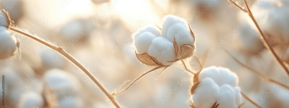 Poster delicate cotton fibers, showcasing intricate textures and minute strands, emphasizing softness and d