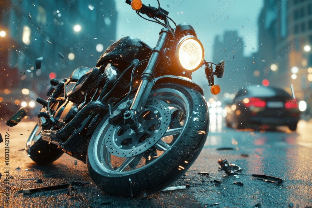 Canvas Prints Road accident or motorcycle crash. Selective focus background and copy space