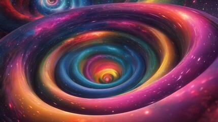 Obraz premium Colorful spiral galaxy with vibrant cosmic swirl, abstract space art concept