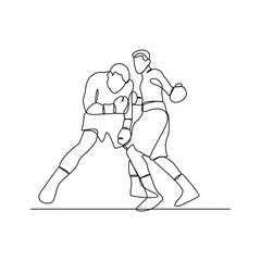 One continuous line of Boxing training vector illustration. Boxing player illustration in simple continuous linear style concept. Fighting sport design illustration for education presentation purpose.