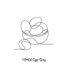 One continuous line drawing of Egg Day vector illustration. Egg Day in simple linear concept vector design. Animal and egg design concept for celebrate about benefit consumption egg for body healthy.