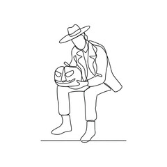 One continuous line drawing of people with 
Halloween witch illustration. Halloween design in simple continuous linear style vector concept. Halloween design for educational presentation purpose.
