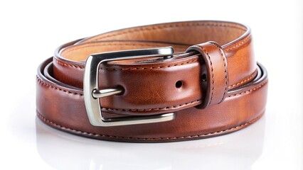Leather belt isolated on white background fisheye