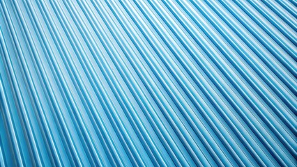 Obraz premium Light blue corrugated metal sheet background with tilted angle