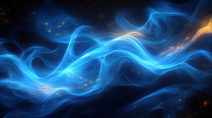 Obraz premium Bright speed blue light lines and shimmer over black background