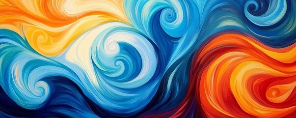 Obraz premium Colorful swirling abstract painting with vibrant patterns, artistic creativity concept