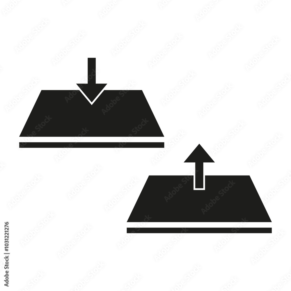 Poster upload download icons. data transfer symbol. arrow vector set. digital storage shape.
