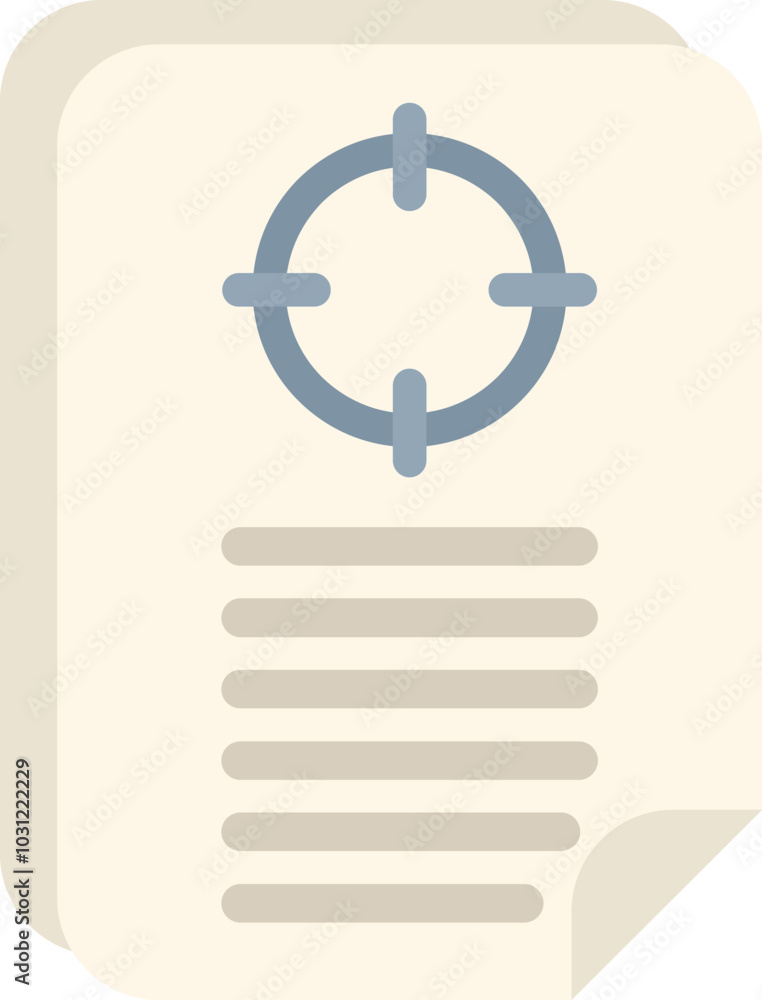 Poster document with a target aim symbol representing a focused business strategy for achieving goals