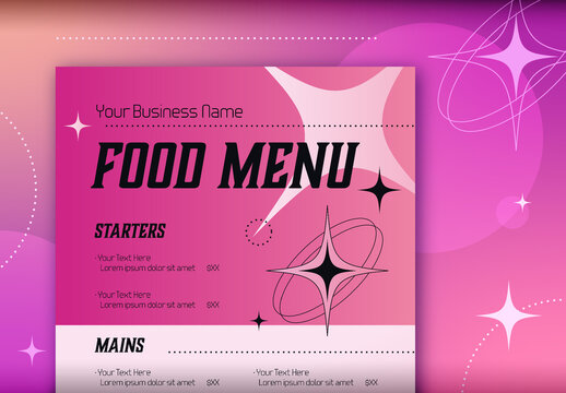 Pink and Retro Futuristic Restaurant Menu Template