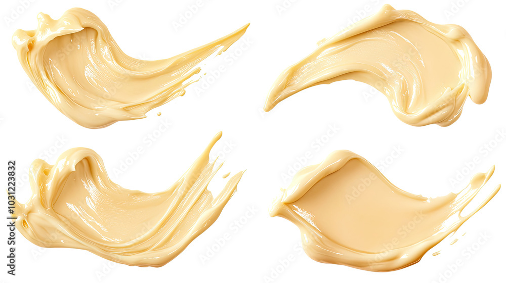 Poster collection of cream textures isolated on a white background generative ai