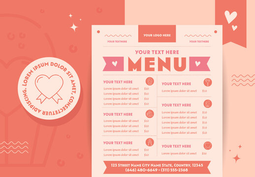 Pink Minimalist Elegant Restaurant Food Menu Template