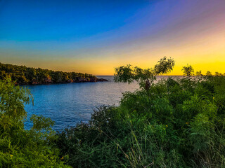 Naklejka premium sunrise over the river