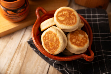 Gorditas de Nata. Cream Gorditas, Mexican street snack, is an easy recipe made with wheat flour, cream, sugar and cinnamon, sweet bread similar in shape to an English muffin, eaten as a dessert.