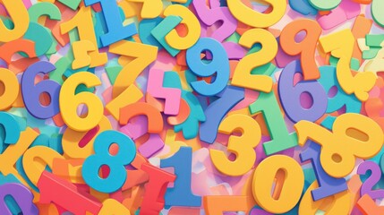 The colored numbers are arranged in shapes on a colored background. Each number is large enough to be easily seen when printed and used for children's games or educational activities