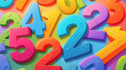 The colored numbers are arranged in shapes on a colored background. Each number is large enough to be easily seen when printed and used for children's games or educational activities