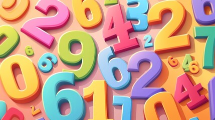 The colored numbers are arranged in shapes on a colored background. Each number is large enough to be easily seen when printed and used for children's games or educational activities