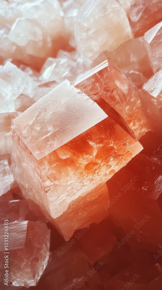 Poster intricate crystal salt formations, showcasing sharp geometric shapes and translucent properties illu
