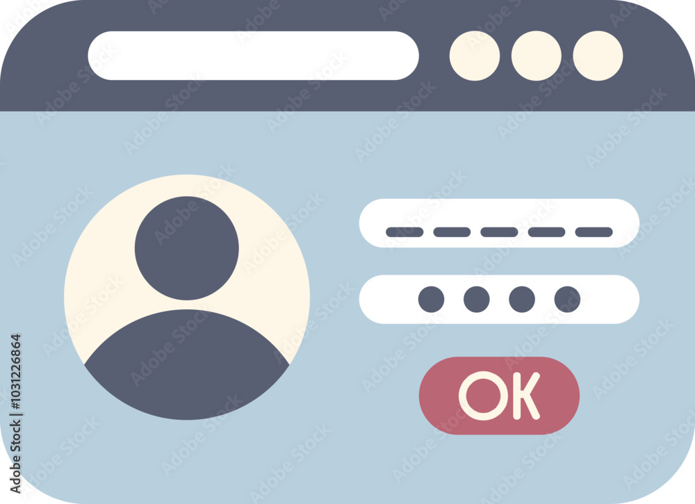 Poster user entering password logging to account website interface with login form for website