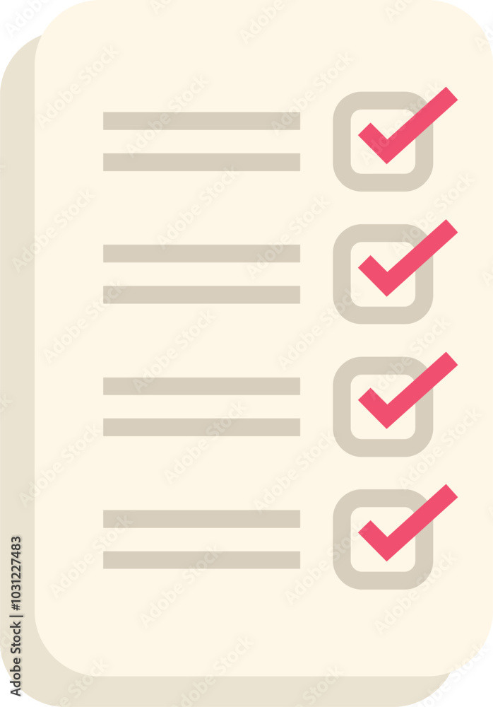 Poster checklist with check marks, task completed, to do list icon, vector illustration in flat design