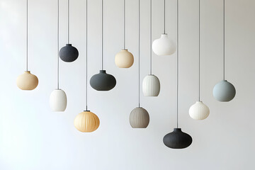 Round Hanging Lamps in Various Colors Illustration