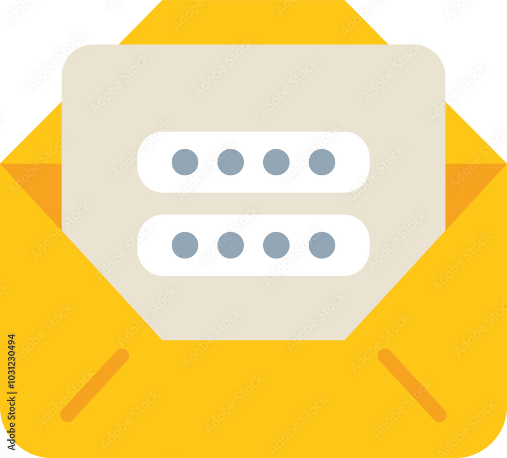 Poster open yellow envelope revealing document with password field emphasizing email security concept