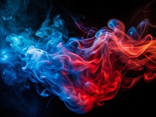 Obraz premium Abstract Blue and Red Smoke on Dark Background - Long Exposure Photography Art