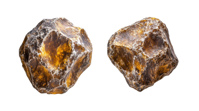 Collection of Asteroids Isolated on a White Background Generative AI