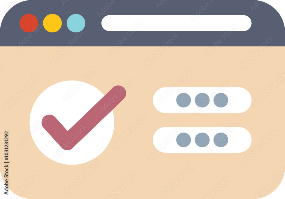 Poster simple flat illustration of a website displaying a successful login attempt
