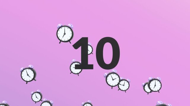 Countdown Video. Animated 15 Seconds Countdown Timer With 3D Clocks And Gradient Background. Countdown Animation From 15 To 0 Seconds.