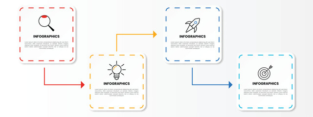  Rectangle Process Timeline Chart. Design Thinking Related Process Infographic Template. © Trivic