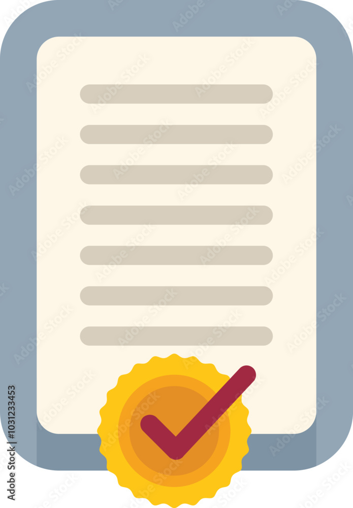 Poster document is being validated by a golden approval stamp with a check mark