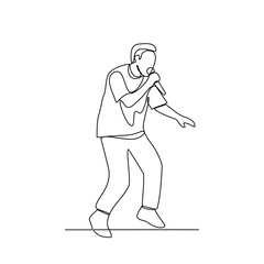 One continuous line drawing of Vocalist vector illustration. Vocalist design in simple continuous linear style vector concept. Music themes design for educational presentation and business purpose.