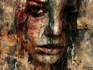 Abstract Portrait: A Grunge Expression of the Human Psyche
